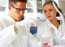 male and female researcher in laboratory